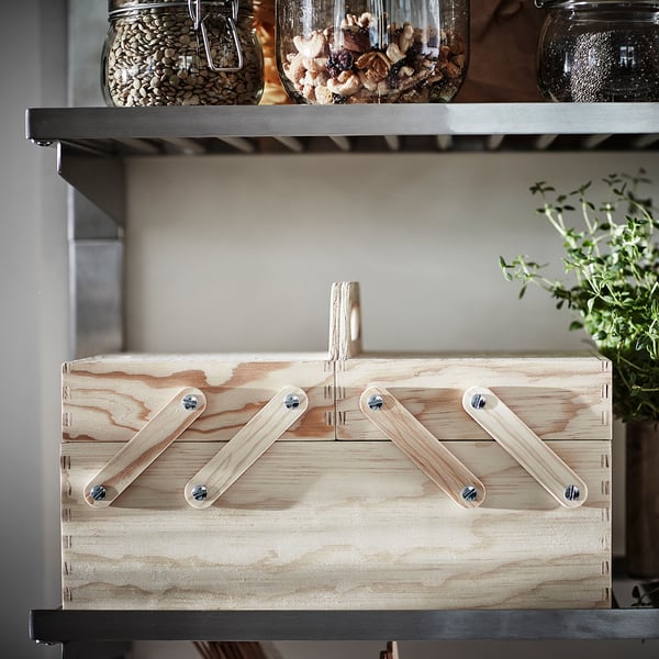 KLÄMMEMACKA desk organiser, natural plywood, 35x22x26 cm