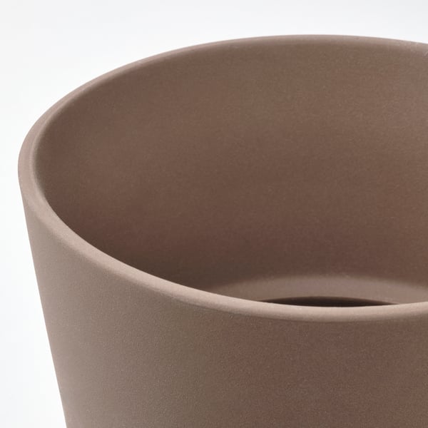 KLARBÄR plant pot with saucer, in/outdoor brown, 12 cm