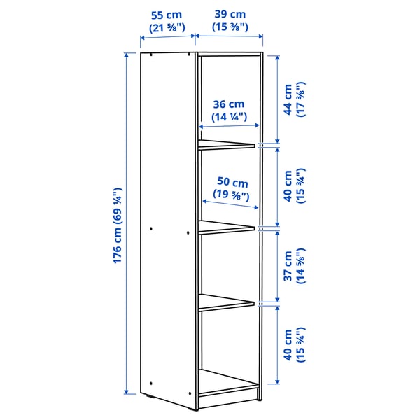 KLEPPSTAD open wardrobe, white, 39x176x55 cm