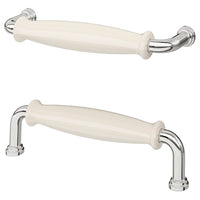 KLINGSTORP - Handle, off-white/chrome-plated, 141 mm