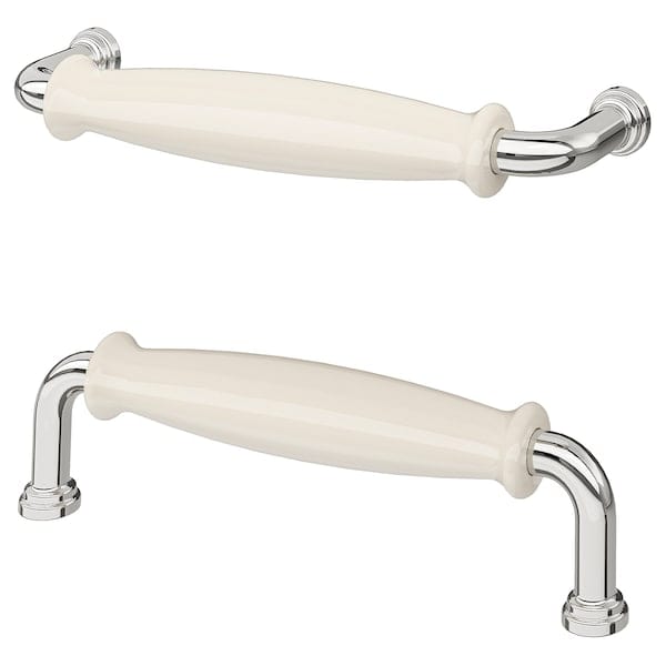 KLINGSTORP handle, off-white/chrome-plated, 141 mm