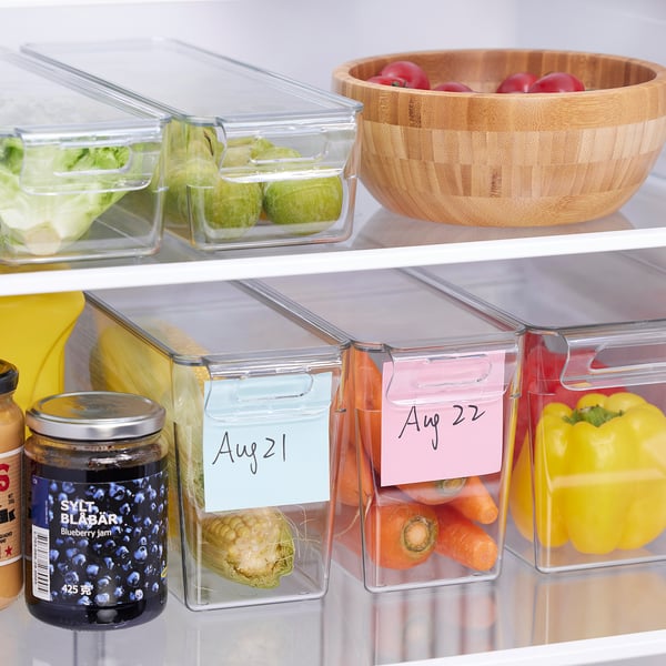 KLIPPKAKTUS storage box for fridge, transparent, 32x10x14 cm