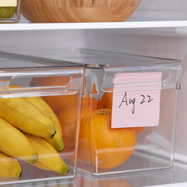 KLIPPKAKTUS storage box for fridge, transparent, 32x14x14 cm
