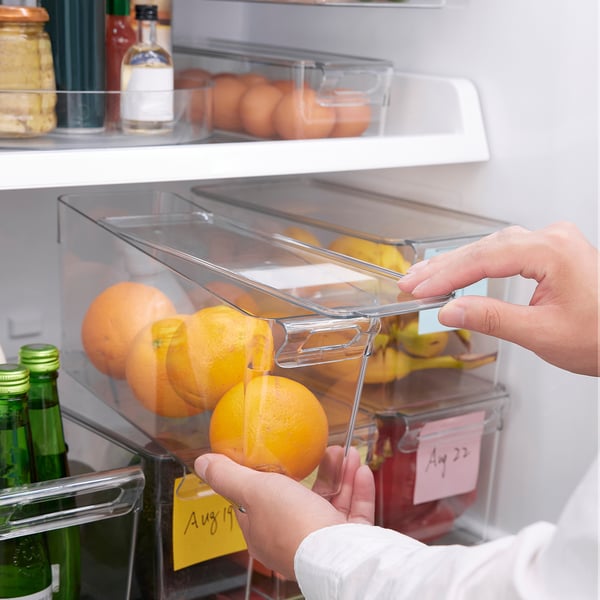 KLIPPKAKTUS storage box for fridge, transparent, 32x10x14 cm