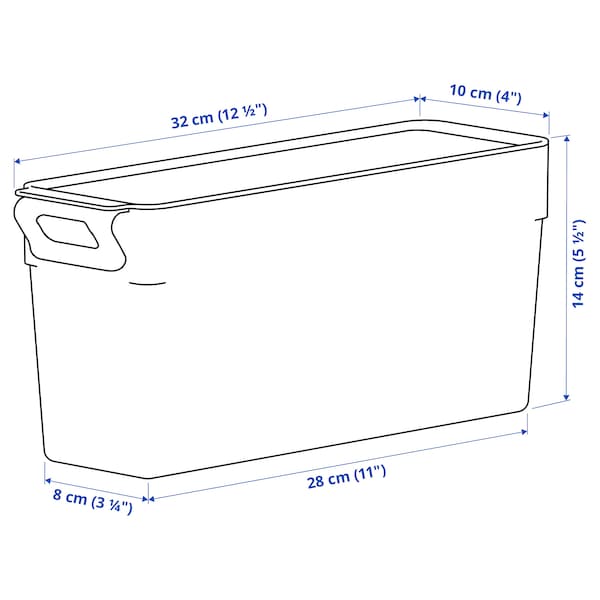 Ikea KLIPPKAKTUS - Storage box for fridge, transparent, 32x10x14 cm