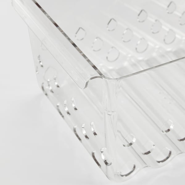 KLIPPKAKTUS storage basket for fridge, transparent, 30x19x14 cm