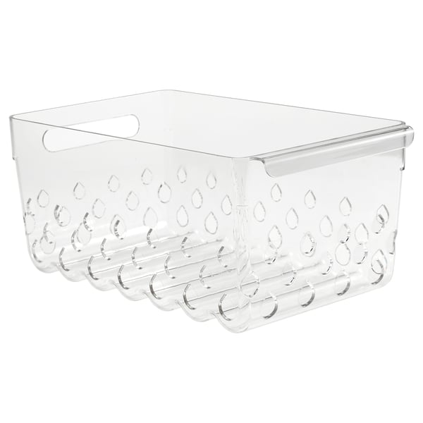 KLIPPKAKTUS storage basket for fridge, transparent, 30x19x14 cm