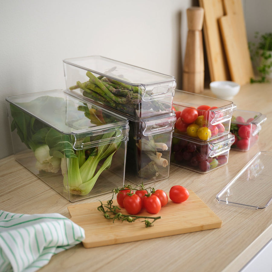 KLIPPKAKTUS storage box for fridge set of 6, transparent