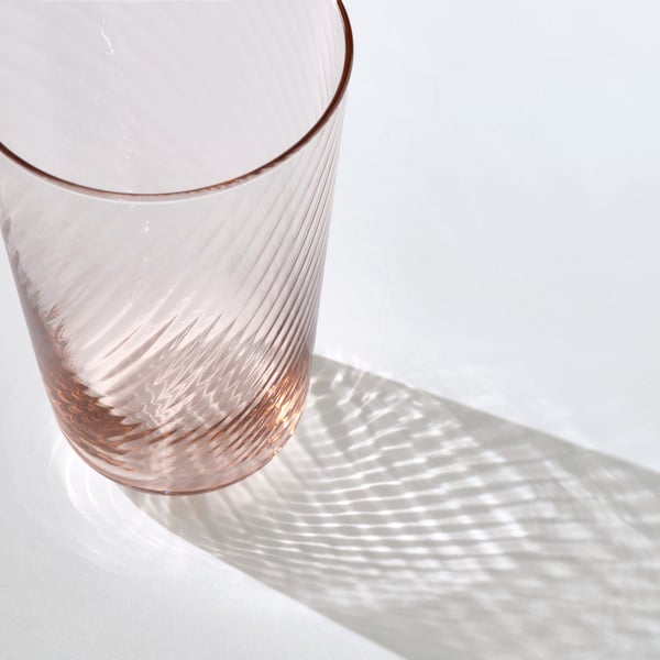 KLIPPLAX glass, striped pink, 40 cl