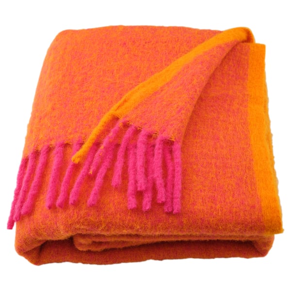 KLIPPOXEL throw, orange/bright pink, 130x170 cm