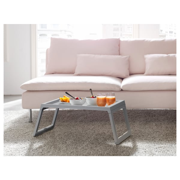 KLIPSK bed tray, grey, 56x36 cm