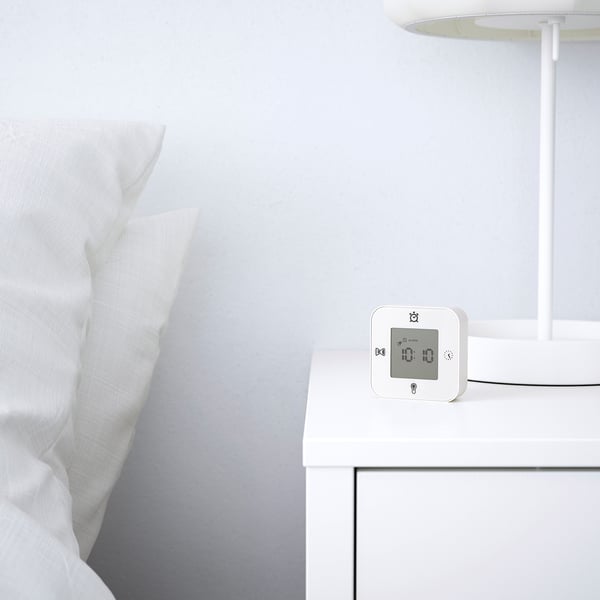 KLOCKIS clock/thermometer/alarm/timer, white, 7x7 cm