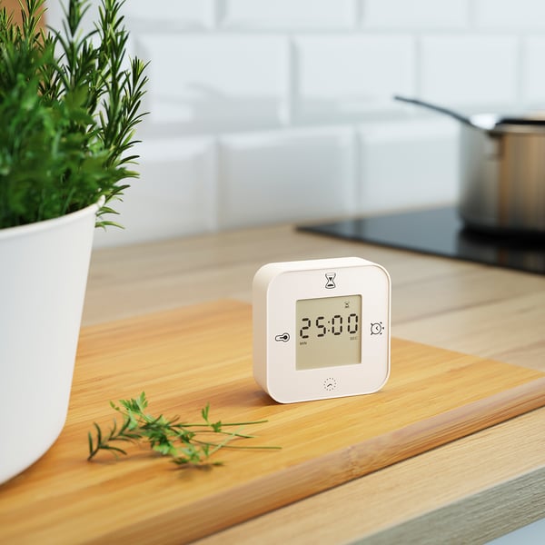 KLOCKIS clock/thermometer/alarm/timer, white, 7x7 cm