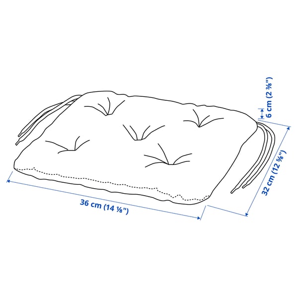 KLÖSAN chair cushion, outdoor, Depth: 32 cm Thickness: 7 cm Width: 36 cm