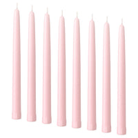 KLOKHET unscented taper candle, light pink, 25 cm 6 hr, 8 pack