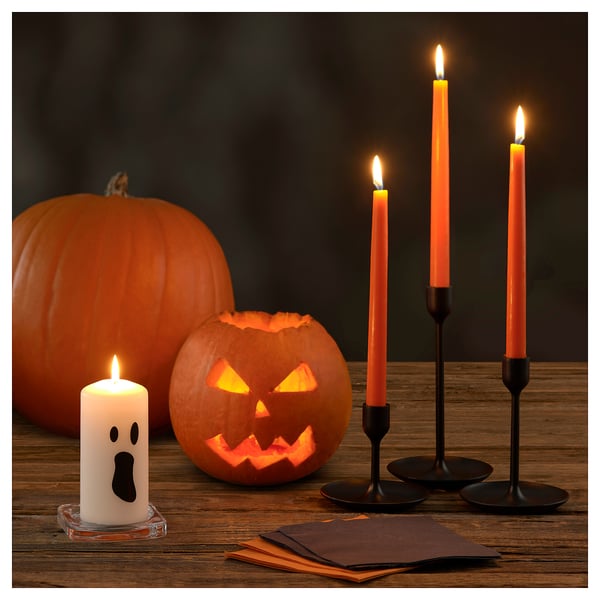 KLOKHET unscented candle, orange, 25 cm