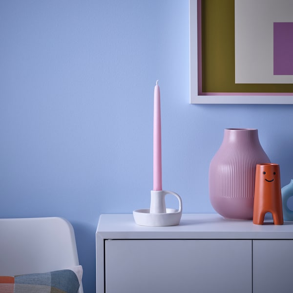 KLOKHET unscented candle, light pink, 22 mm, 8 pack