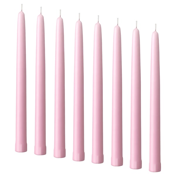 KLOKHET unscented candle, light pink, 22 mm, 8 pack