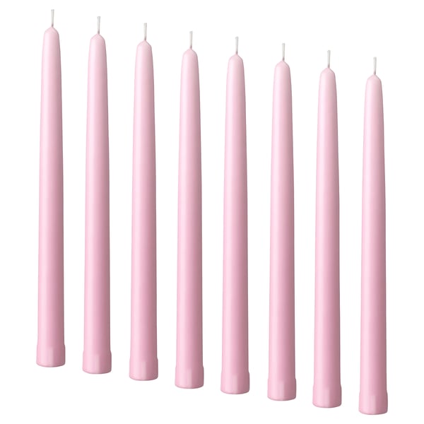 KLOKHET unscented candle, light pink, 22 mm, 8 pack