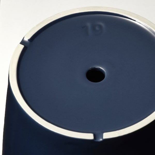 Ikea KLOTLÖNN - Plant pot with saucer, in/outdoor/black-blue, 19 cm