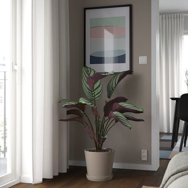 Ikea KLOTLÖNN - Plant pot with saucer, in/outdoor/grey/beige, 24 cm