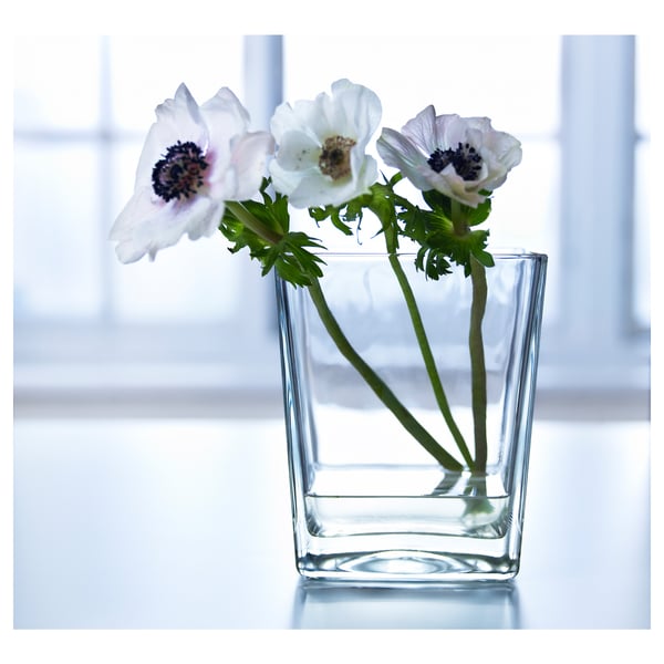 KLOTTRIG vase, clear glass, 17 cm