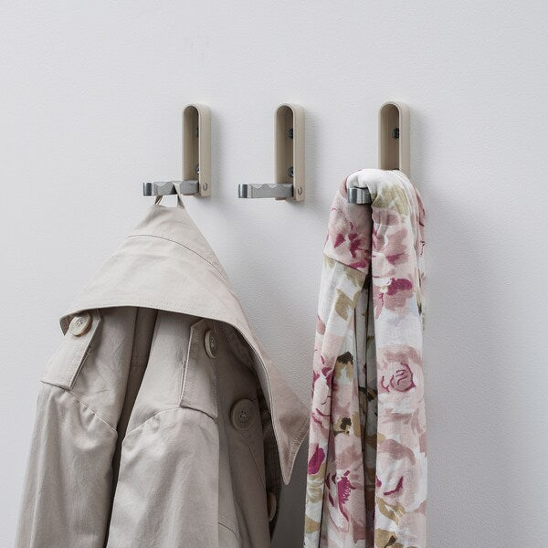 KLYKET folding hook, aluminium/beige, 3 pack