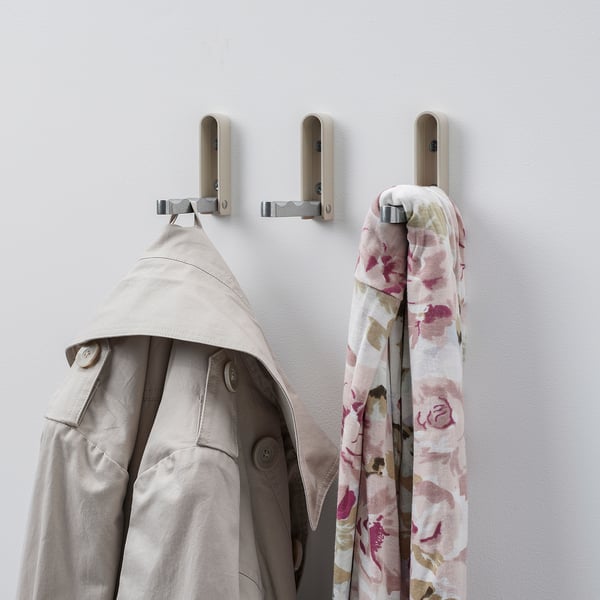 KLYKET folding hook, aluminium/beige, 3 pack