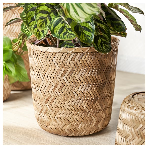 KLYNNON plant pot, handmade bamboo, 24 cm