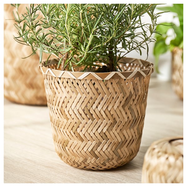 KLYNNON plant pot, handmade bamboo, 15 cm