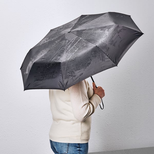 KNALLA umbrella, foldable black, 95 cm