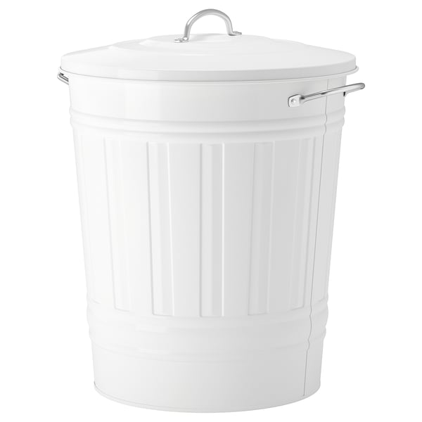 KNODD bin with lid, white, 40 l