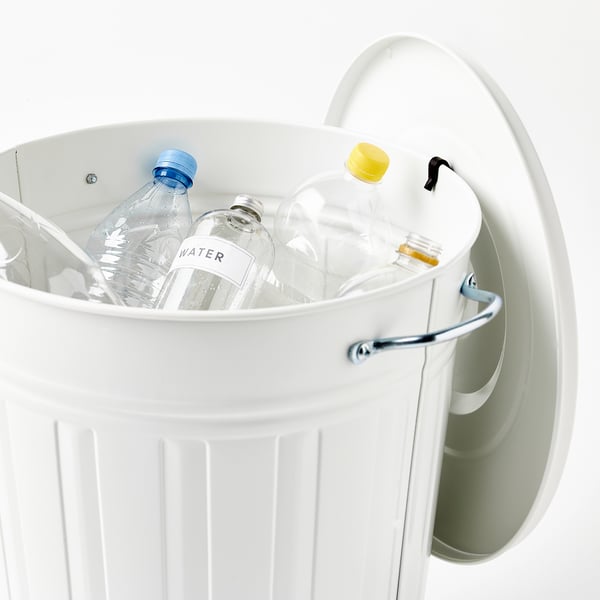 KNODD bin with lid, white, 40 l