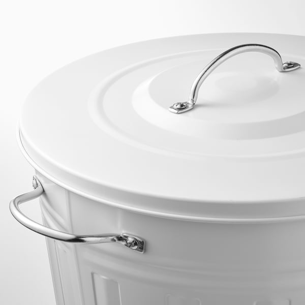 KNODD bin with lid, white, 40 l