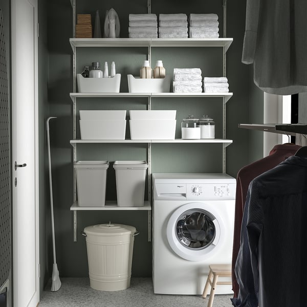 KNODD - KNODD Bin with lid, white, 40 l