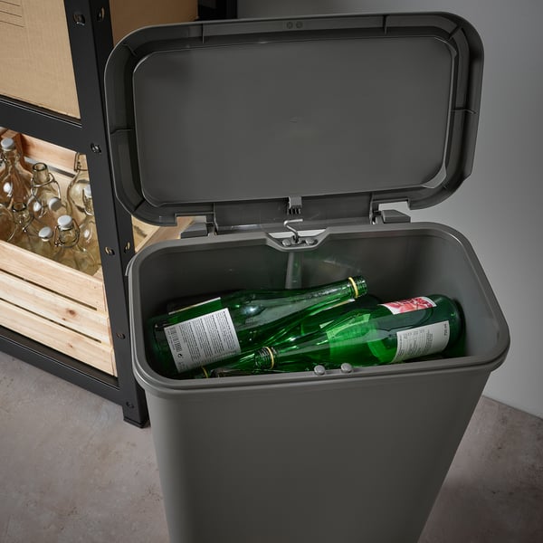 KNÖCKLA pedal bin, dark grey, 50 l