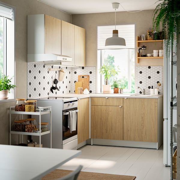 KNOXHULT corner kitchen, oak effect