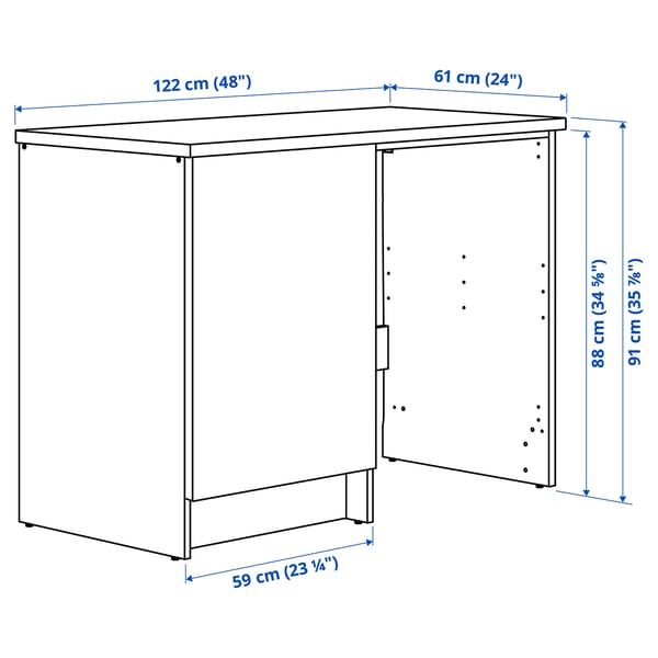 KNOXHULT base cabinet with door and niche, white frame, 120x61x91 cm
