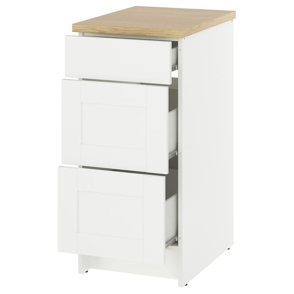 KNOXHULT base cabinet with drawers, white frame, 40 cm
