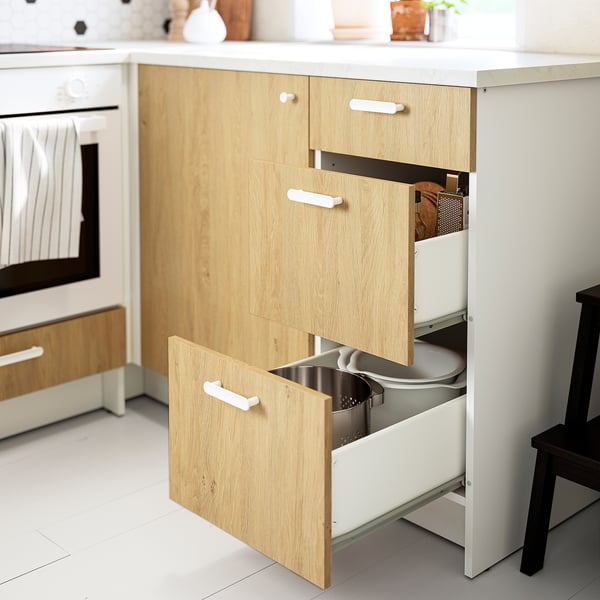 KNOXHULT base cabinet with drawers, oak effect, 40 cm