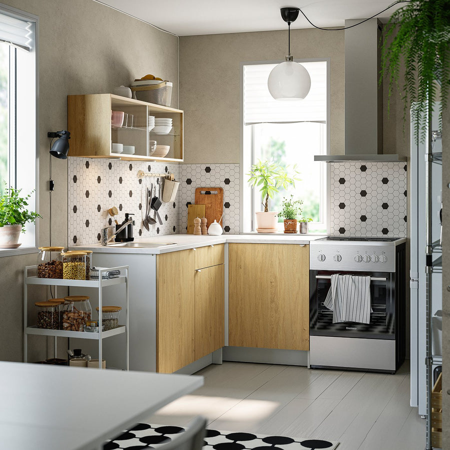 KNOXHULT wall cabinet with sliding doors, oak effect, 120x37.5x29 cm