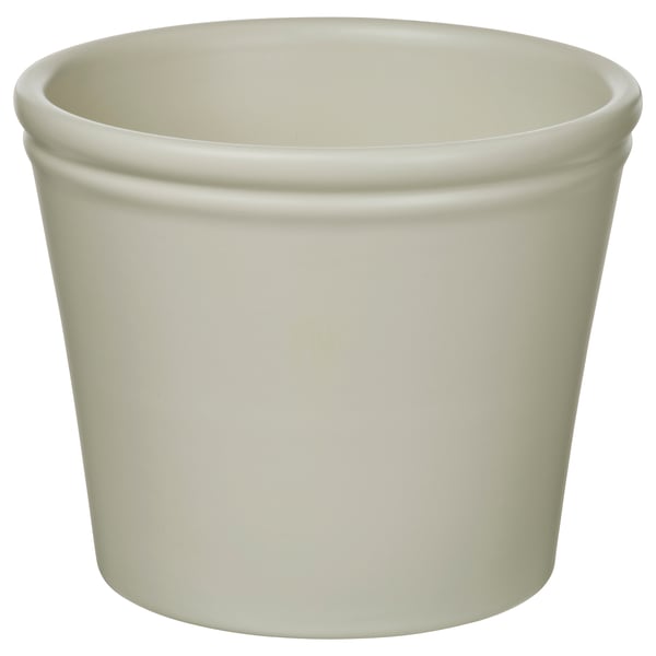 KÖRSBÄRSBJÖRK plant pot, light grey-beige, 9 cm