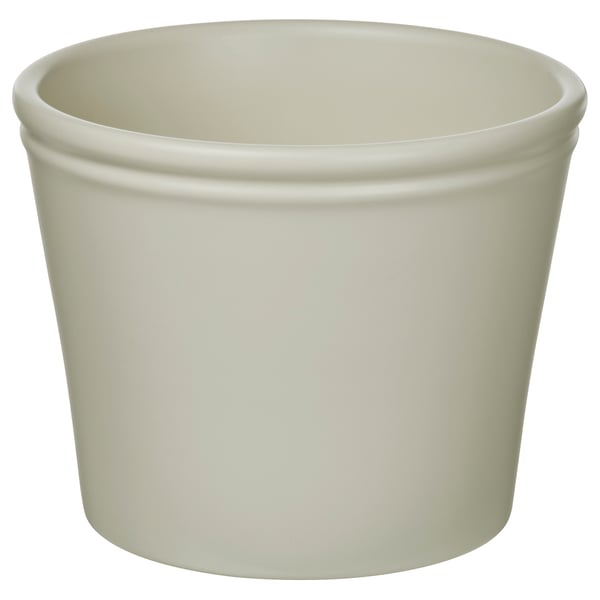 KÖRSBÄRSBJÖRK plant pot, light grey-beige, 12 cm