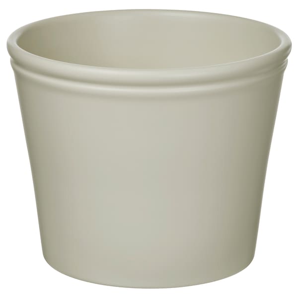 KÖRSBÄRSBJÖRK plant pot, light grey-beige, 15 cm