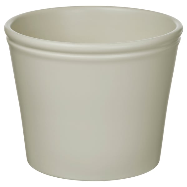 KÖRSBÄRSBJÖRK plant pot, light grey-beige, 15 cm