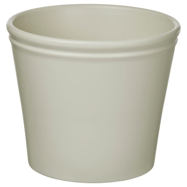 KÖRSBÄRSBJÖRK plant pot, light grey-beige, 19 cm