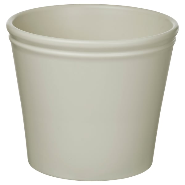 KÖRSBÄRSBJÖRK plant pot, light grey-beige, 19 cm