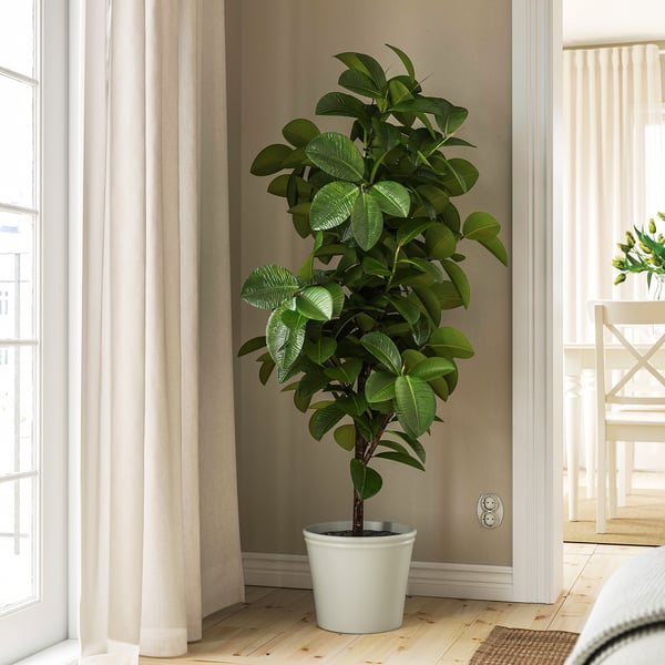 KÖRSBÄRSBJÖRK plant pot, light grey-beige, 24 cm