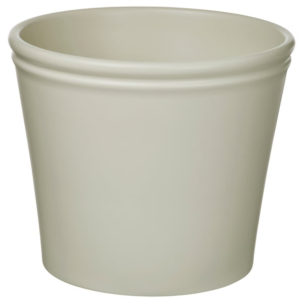KÖRSBÄRSBJÖRK plant pot, light grey-beige, 24 cm