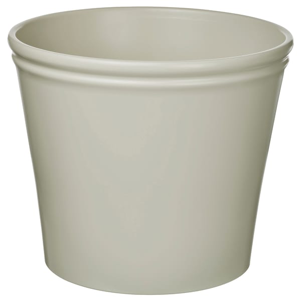 KÖRSBÄRSBJÖRK plant pot, light grey-beige, 32 cm